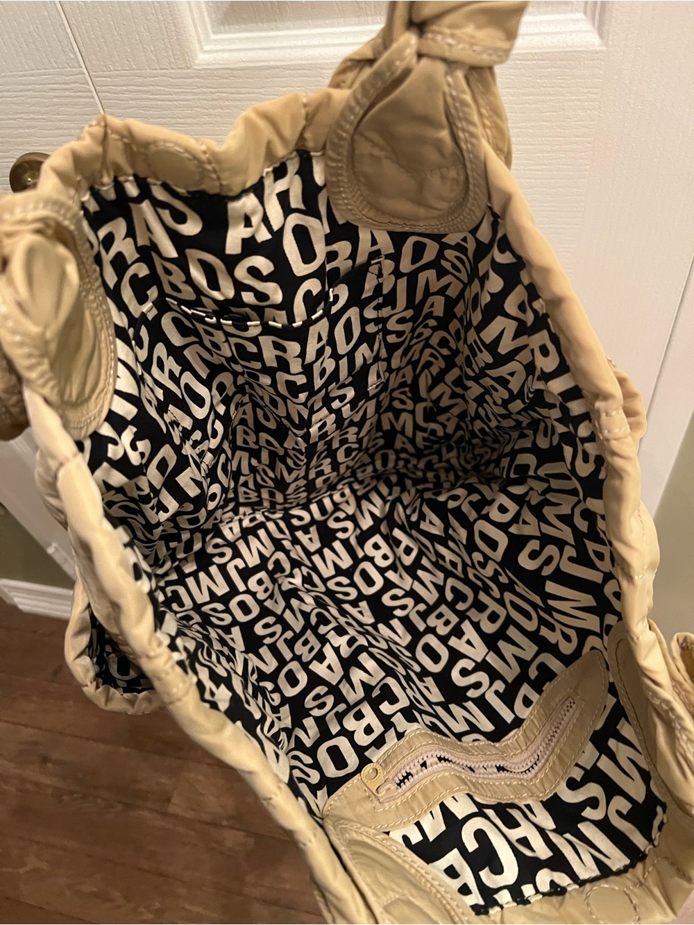 Marc by Marc Jacobs Tan Quilted Nylon Tote with Plaque, used once, like new. - Picture 3 of 3